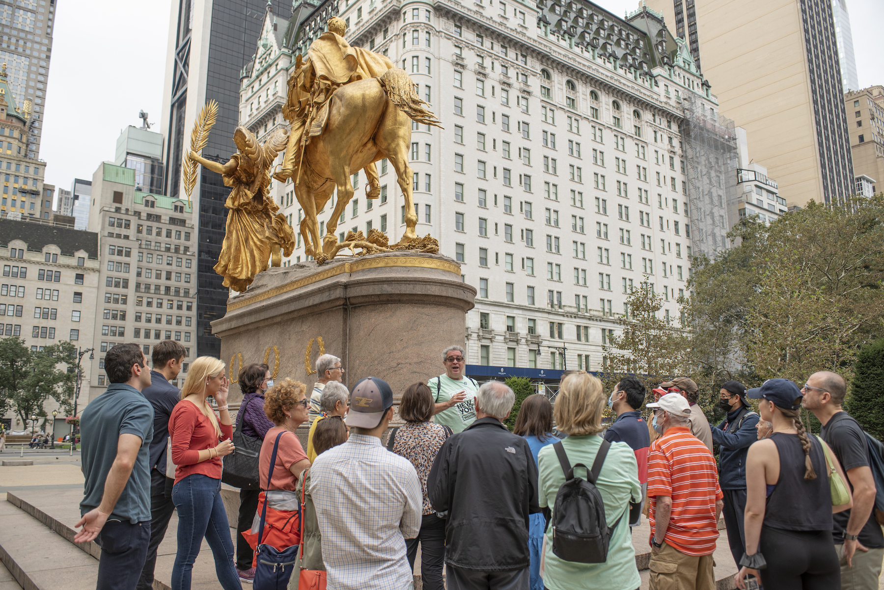 Tour group meeting outside of Central Park